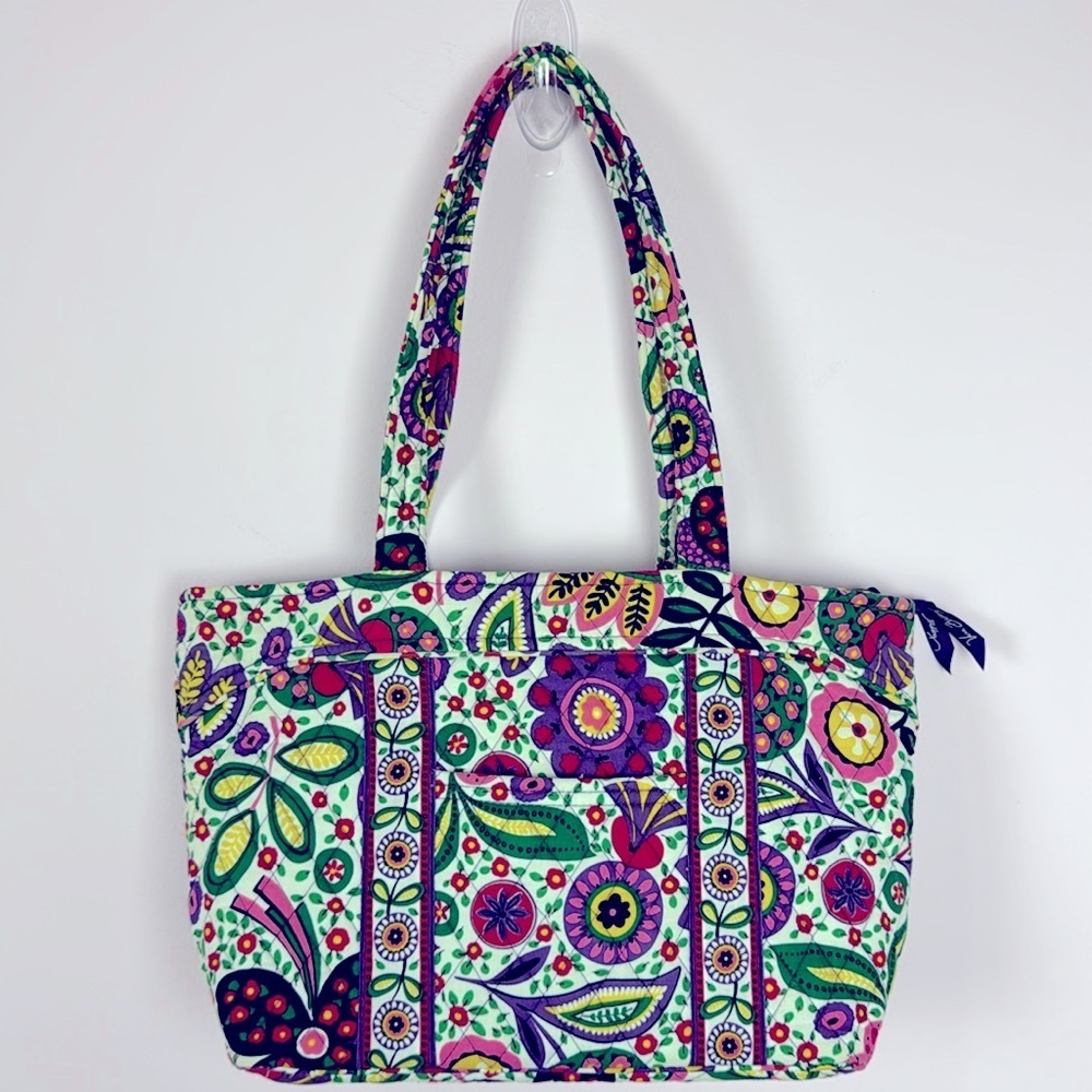 Vera Bradley Viva La Vera Garden Party Tote Bag Purple Green Floral
